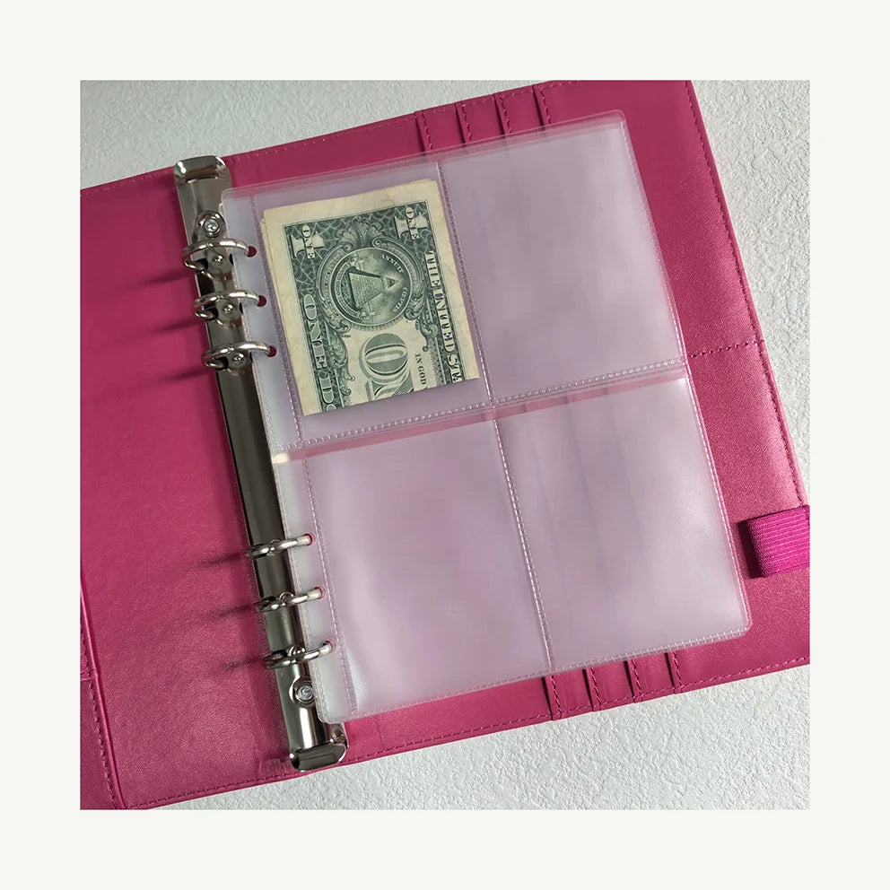 Factory Low MOQ Refillable Custom Number 1-100 Money Savings Challenge Sleeve Top Loading Currency Pages Four Pocket Envelope A5