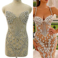 WDP-487 Full Diamond Shape Glass Shinning Rhinestones Sew-On Fabric Pink Rhinestone Flower Applique for Bodice Ball Gown