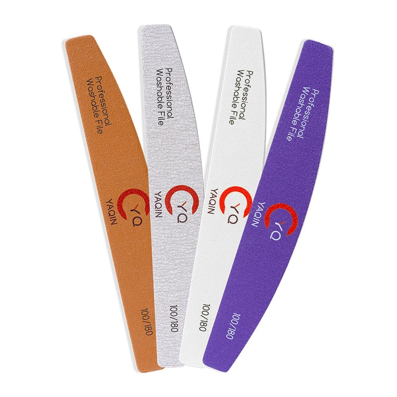 Factory Wholesale 100/180 Colorful High End Nail File Remove Gel Polish Washable Half Moon File Manicure Tool