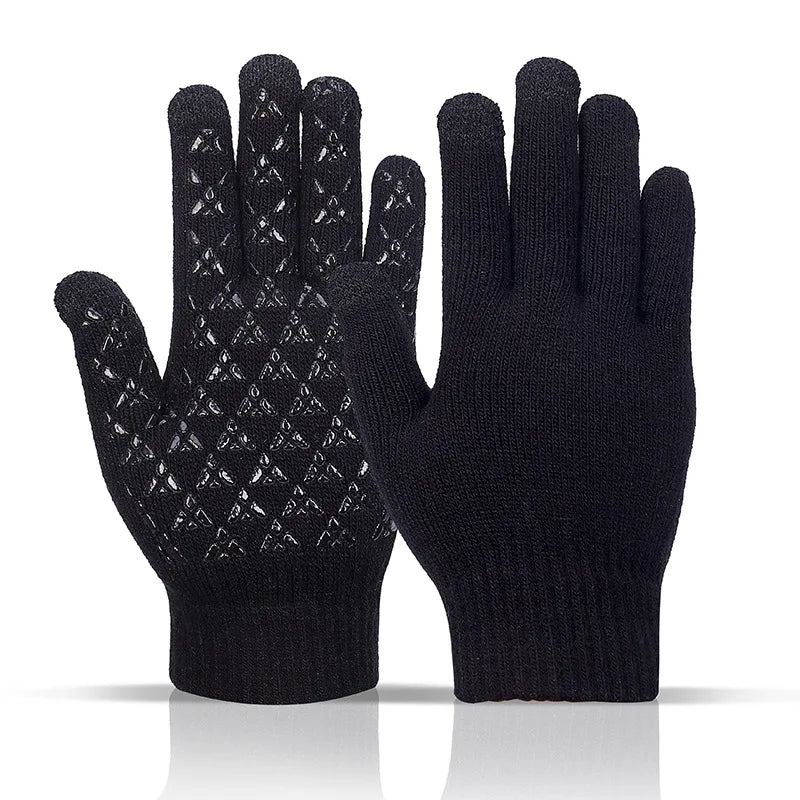 Warm Fleece Gloves for Men and Women in Winter Wool Thick Knit Touch Screen Gloves