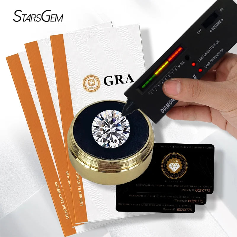 Starsgem Authorized Certified 5mm 6mm Round Cut DEF VVS Moissanite Loose Gemstone