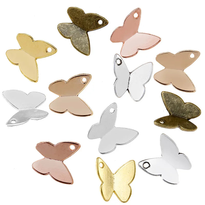 300pcs/bag Women's Alloy Mini Metal Butterfly Charm Pendant Jewelry Making Accessories D2109