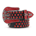 Cowboy High Quality Diamond Beaded Men's Alloy Buckle Hip Hop PU Leather Fashion Casual Wide Belt