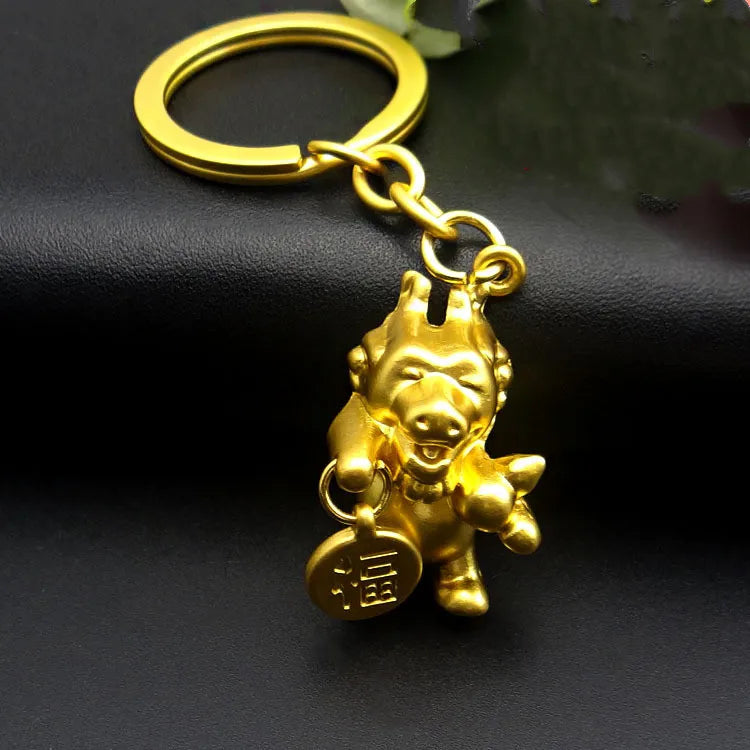 Retro Dragon  Z Keychain 12 Zodiac Keychain Accessories Gold Metal 3D Dragon Ball Keychain for Women Men Handbags