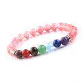 7 Chakra Gem Stretch Bracelet Genuine Natural 8mm Gemstones Round Beads Sterling Silver Spacers for Men and Women Gift
