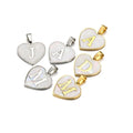 Stainless Steel Heart Shape Pendant Gold 26 Initial Letter Shell Charms for Jewelry Making