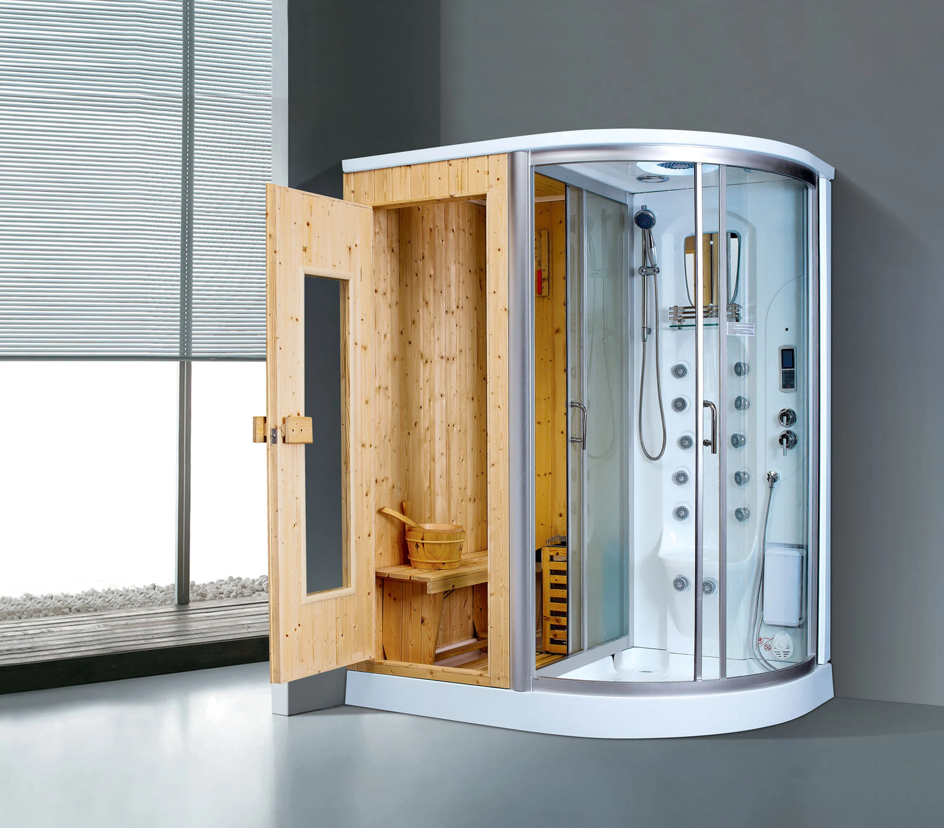 Top Quality Solid Wood Sauna Room Personal Use Light Wave Steam Combined Sauna Room