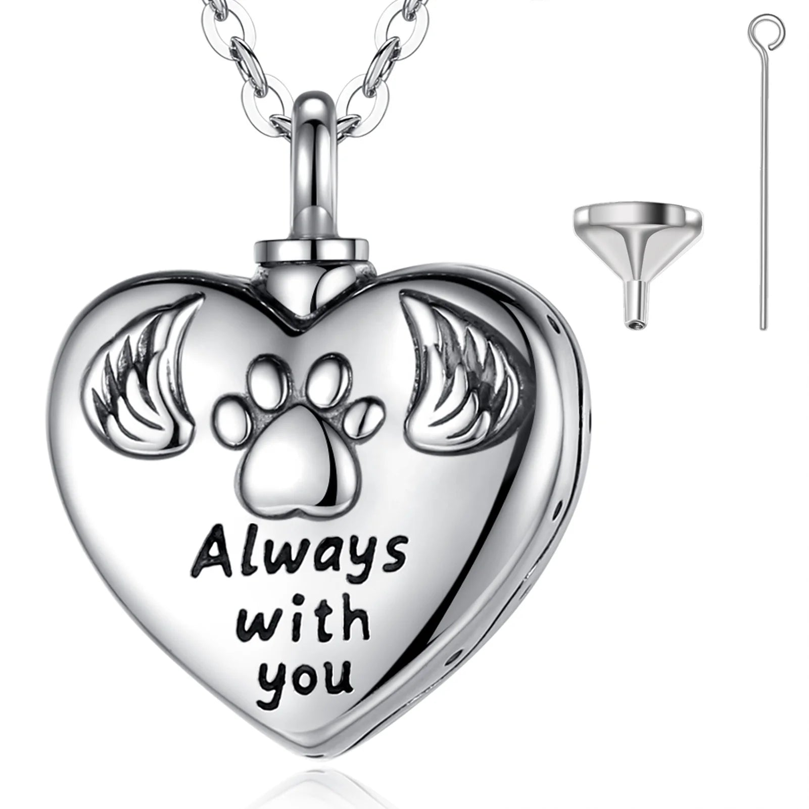Isunni Wholesale Memorial Cremation Jewelry Heart Urn Locket Necklaces for Pet Ashes