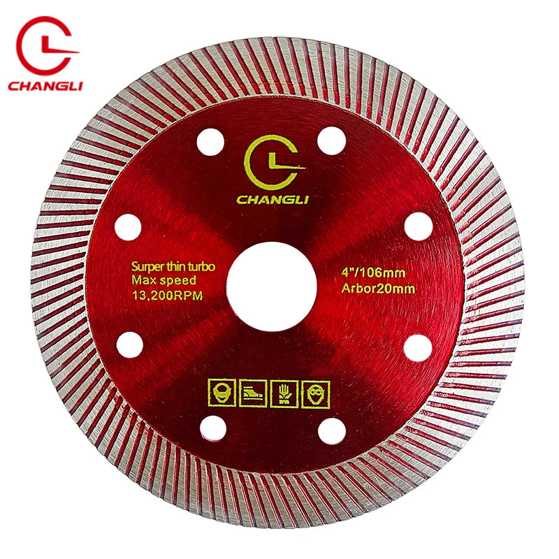 106mm Industrial Turbo Diamond Saw Blades with Nitride Finish Hot Press Process for Tile Ceramic Granite Marble-OEM Customizable