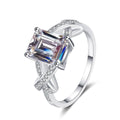 Emerald Cut Lab Grown Diamond Wedding Band S925 Silver Princess Ring Gift Square 3 Carat Radiant Cut Moissanite Ring