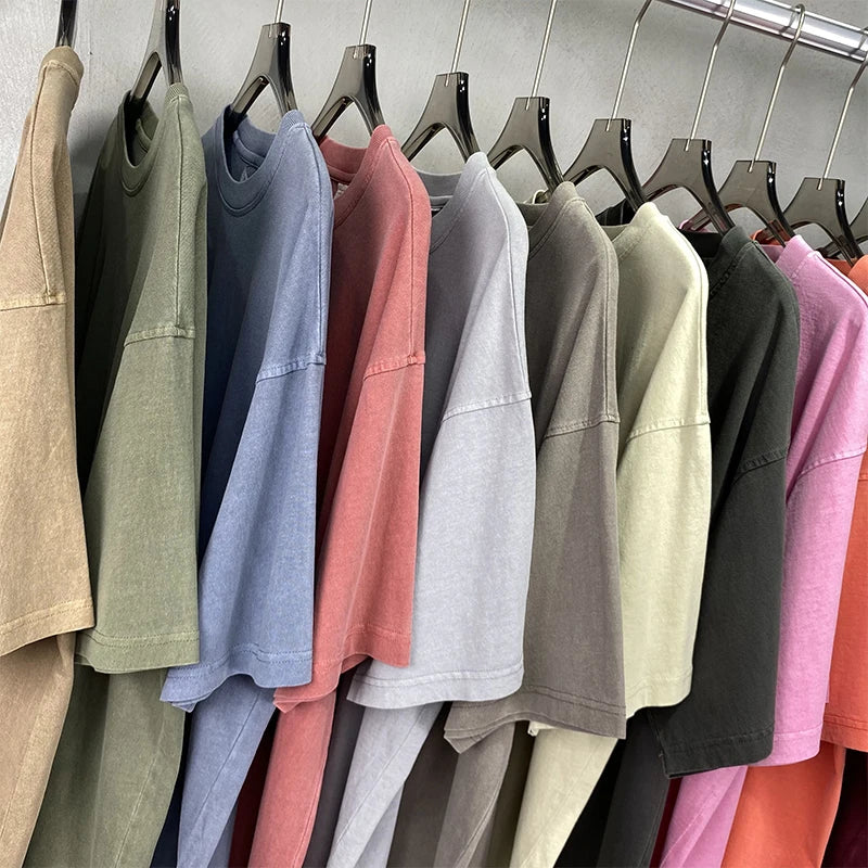 Wholesale Men Acid Wash T Shirt Streetwear Hip Hop Stone 100% Cotton T Shirts With Logo Customize Oversized Vintage T-shirt