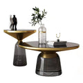 Modern Design Coffee Table Black Glass Desktop Minimalist Style Center Living Room Furniture Luxury Metal Centre Table Gold MegaBDM