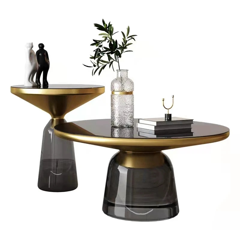Modern Design Coffee Table Black Glass Desktop Minimalist Style Center Living Room Furniture Luxury Metal Centre Table Gold