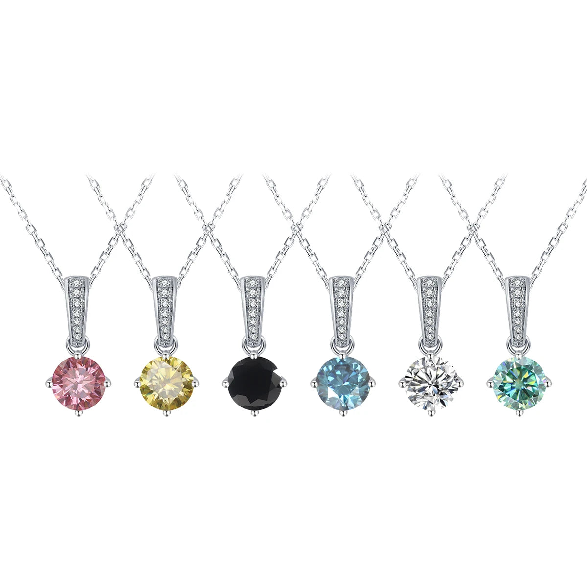 Abiding Jewelry Professional Factory Wholesale 925 Sterling Silver Jewellery Custom 6.5mm Blue Pink Moissanite Pendant
