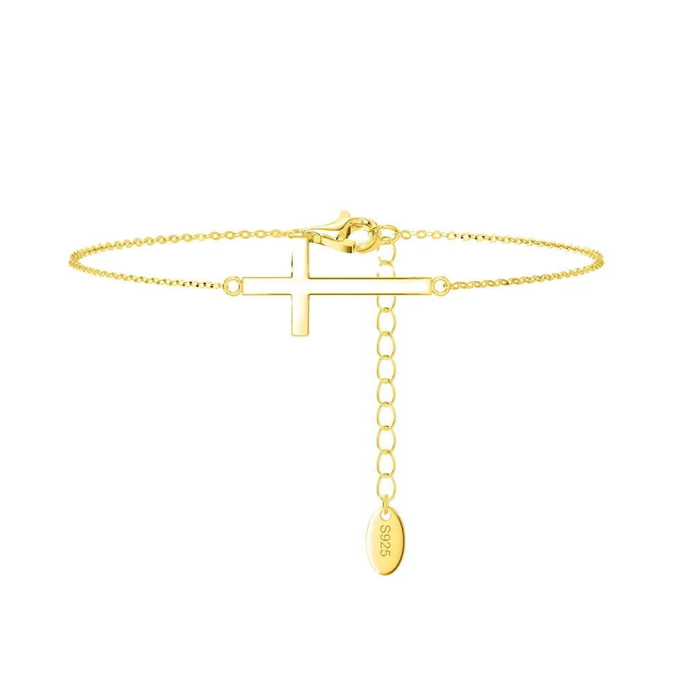 APB03 New Arrival Jesus' Jewelry Cross Accessories 14K Gold Plated Sterling Silver Bracelet for Women Gift