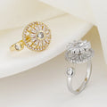 Fashion Anello Girevole Open Adjustable Zircon Finger Ring Lucky Flower Crystal Zircon Rotatable Ring for Women