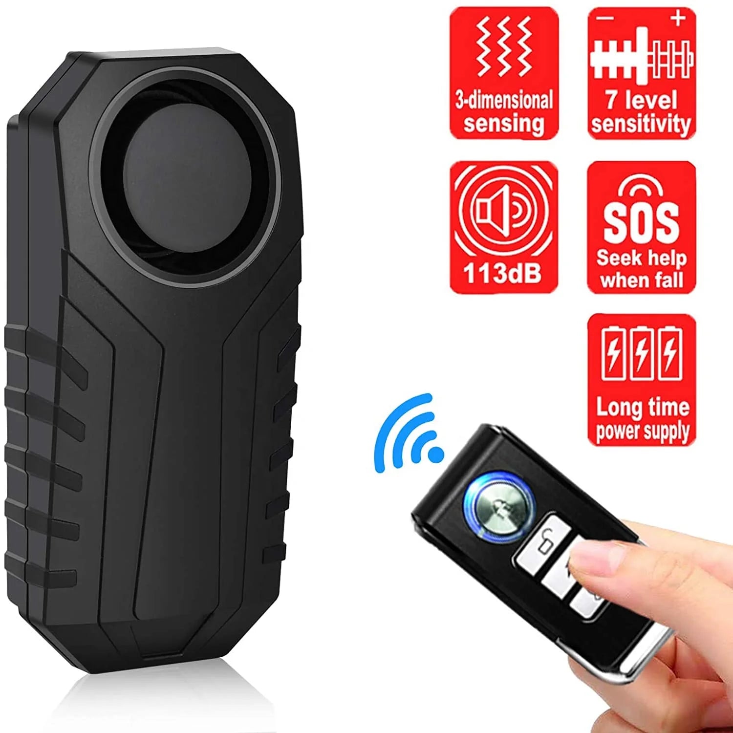 113dB Wireless Anti-Theft Vibration Motorcycle Bicycle Bike Alarm Waterproof Security Door Window Alarm