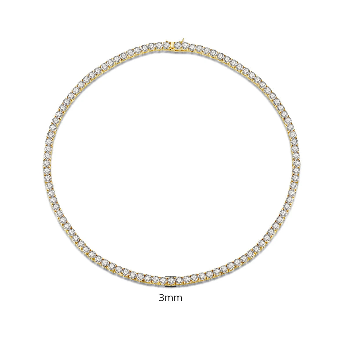 LUOTEEMI 3mm Hiphop Bling Jewelry 18k Gold Iced Out Diamond Copper Zircon Tennis Chain CZ Tennis Necklace MegaBDM