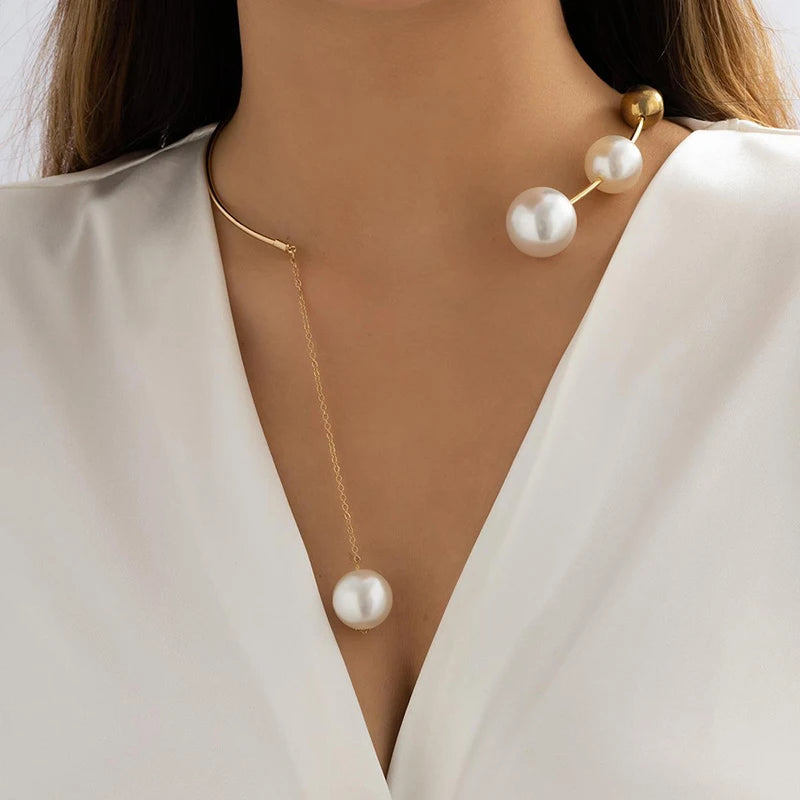Wholesale Sterling Silver Gold Plated AAA Trendy Classic Elegant White Imitation Pearl Star Zodiac Sign Link Chain Necklaces