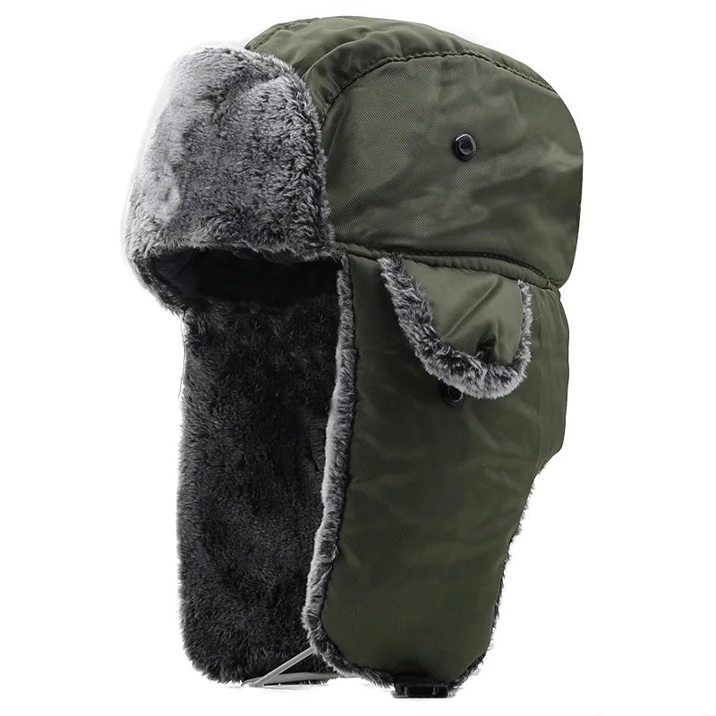 Wind Protection Thick TROOPER HAT Solid Colour Lei Feng Fur Ear Flap Hat Cap Warm Winter Hat for Women Men Outdoor Dress