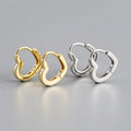 Classic Hollow 925 Sterling Silver Small Love Heart Huggie Hoop Earrings for Mom