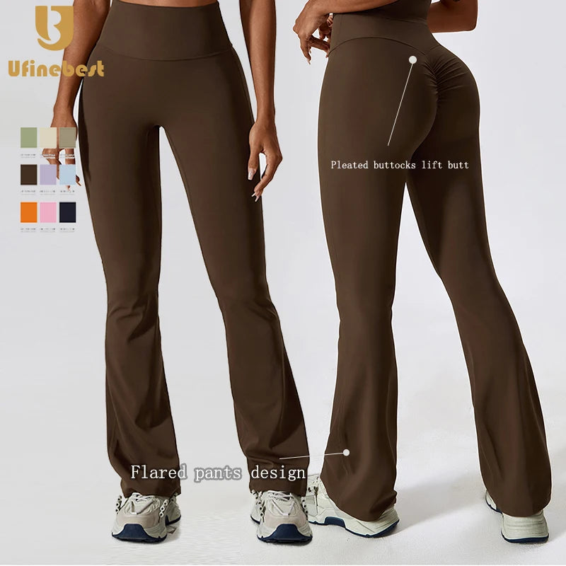Custom Label Quick Dry Dance Activewear Yoga High Waist Scrunch Butt Lift Gym Wear Fitness Leggings Flare Yoga Pants for Woman
