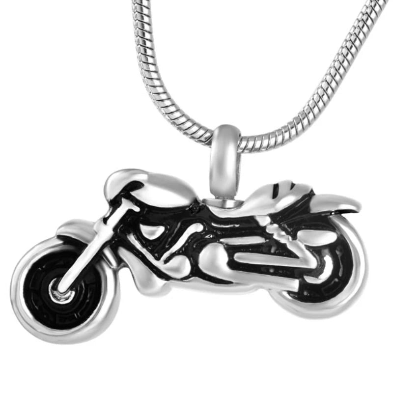 Motorcycle Cremation for Ash Necklace Urn Stainless Steel Bicycle Holder Keepsake Motor Memorial Jewelry Locket Gift Funeral