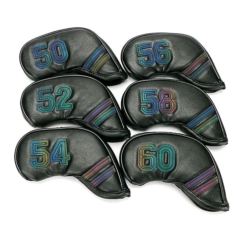 Wholesale OEM Customizable Two-Tone PU Leather Waterproof Anti-Scratch Magnetic Closure Black White Golf Wedge Iron Headcover
