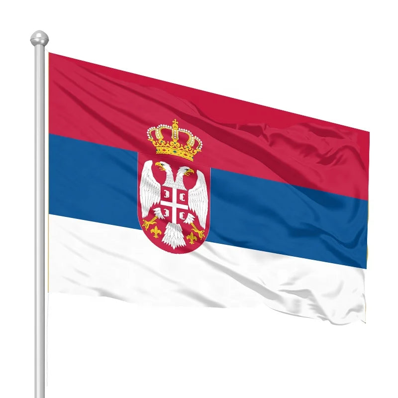 Promotional 3x5ft 100% Polyester Serbian Pennant Flag Custom Digital Printing Outdoor Decorative Hanging for Car Use