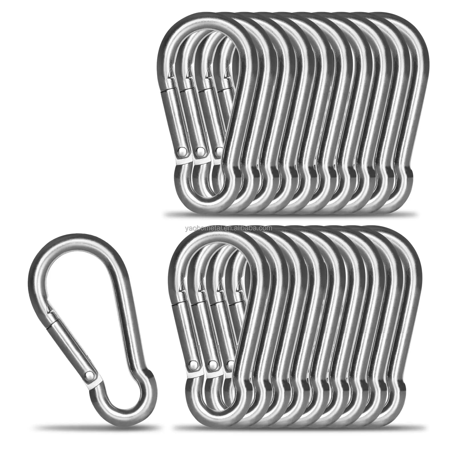 YB Custom Logo Heart-Shape Carabiner Clasp Safety Metal Snap Hooks with Stainless Steel Plain Finish Rotating Carabiner Hook