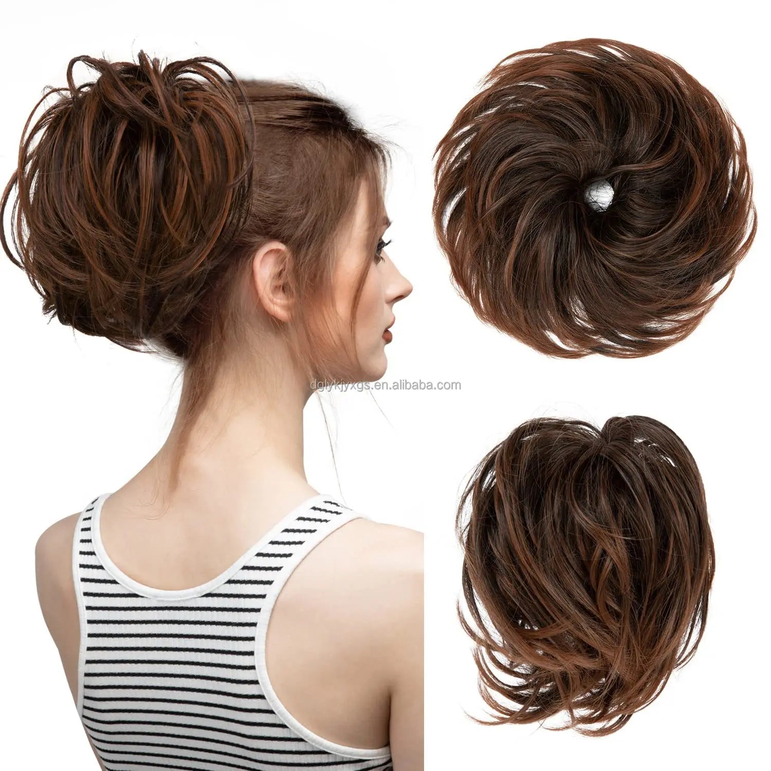 Women's Synthetic Kinky Curl Short Curly Wavy Ponytail Rubber Band Hair Piece Instant Updo Messy Buns Chignon Styles-Wholesale