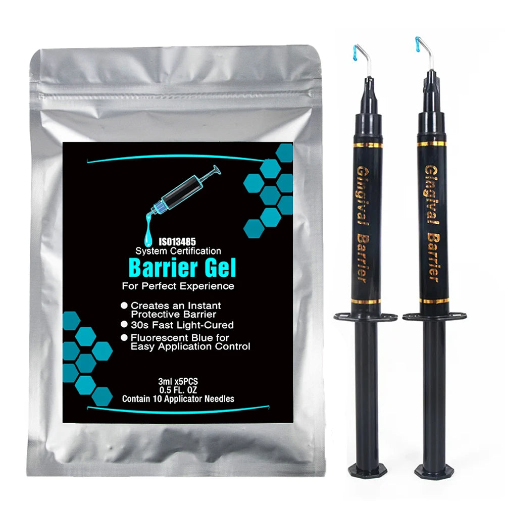 Gum Barriel Gel Gum Protector 3ml X 5 Pcs Light Cured Syringe Fast Curing Teeth Whitening Accessories Blue 45s Alcohol Free