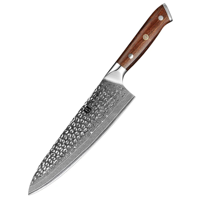 Damascus Steel Kitchen Chef Knife 8 Inch Handmade Desert Ironwood Handle