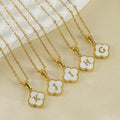 European and American Letters Shell Necklace Women Fashion Pendant Jewelry Clover Stainless Steel Necklace