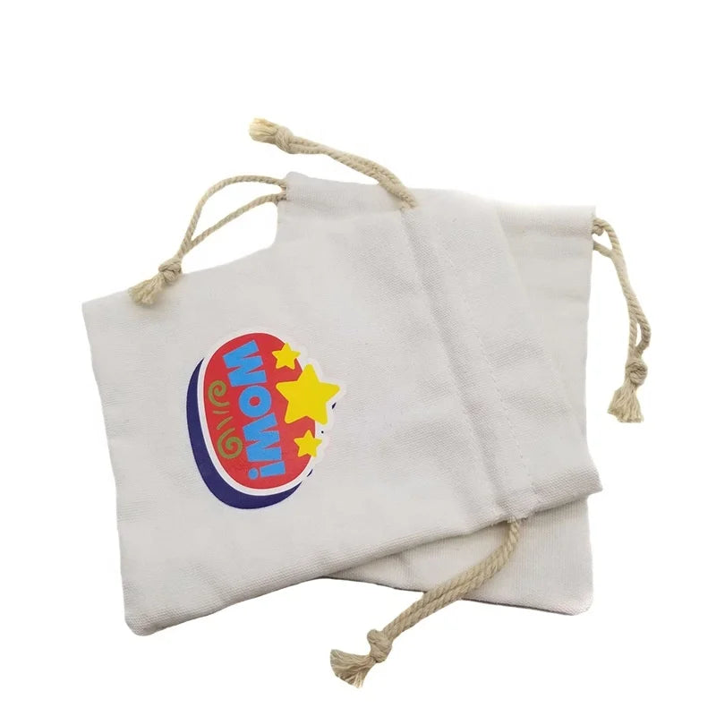 Manufacturers Customized White Cotton Gift Bag Birthday Party Cosmetics Makeup Jewelry Storage Drawstring Pouch Bags