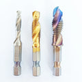 HSS 6pcs Combination Drill Tap Set with Chamfering Function M3 M4 M5 M6 M8 M10 Box Kit Package