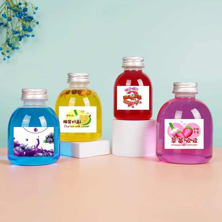 350ml/500ml Bubble Tea Bottle Clear Plastic Green Tea Milk Tea Drink Juice Container Screw Cap Customizable Logo Print Food Use