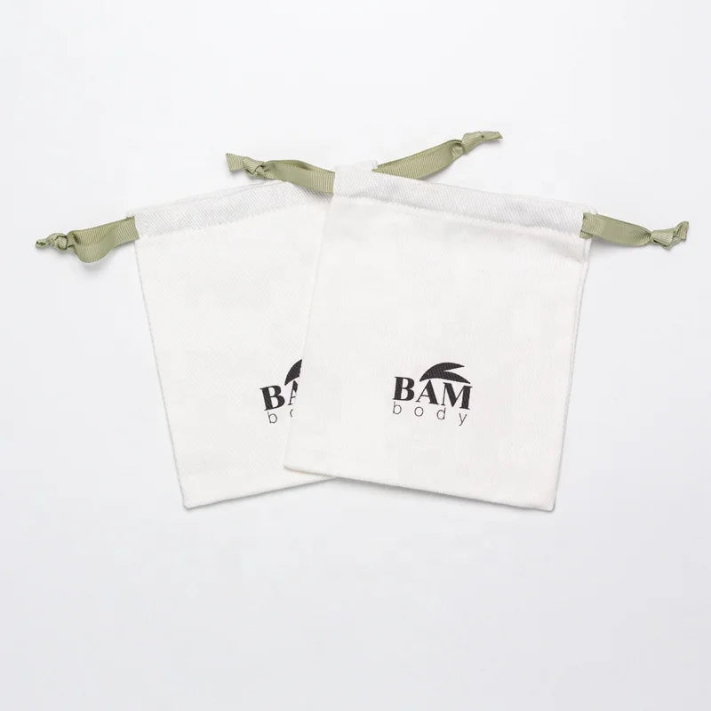 Promotion Custom Size Small Logo Twill Cotton Designer Gift Drawstring Jewelry Dust Bag  Pouch