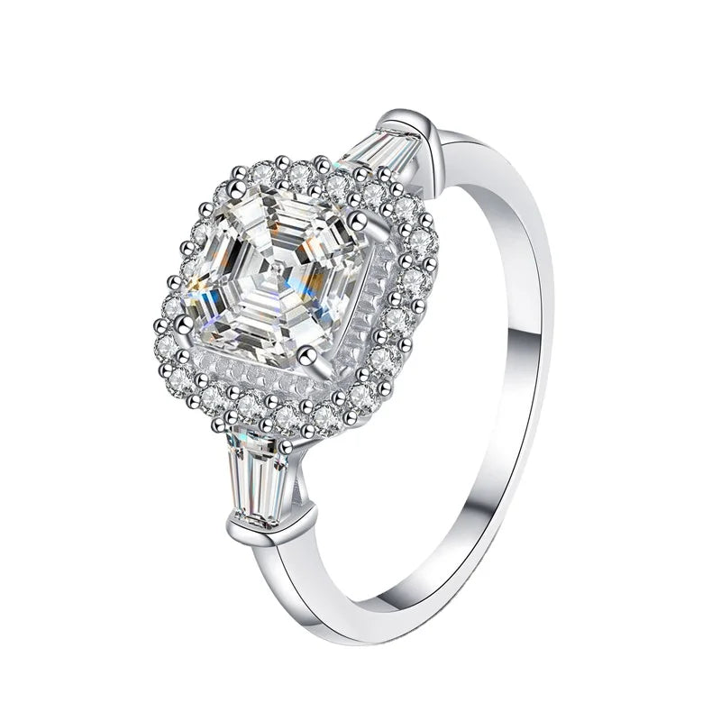 Women's Fashion 2Carat Halo Engagement Wedding Bridal Ring S925 Silver Infinite Elements Ring Bling Ring for Her