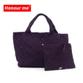 Popular Style Woven Bag Customized Two Size Neoprene Women Handbag Tote Fashion Weave Bag