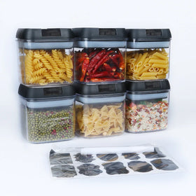 6pcs Set Plastic Food Canisters Airtight Kitchen Storage Jar Cereal & Dry Food Storage Containers for Kitchen Pantry Storage