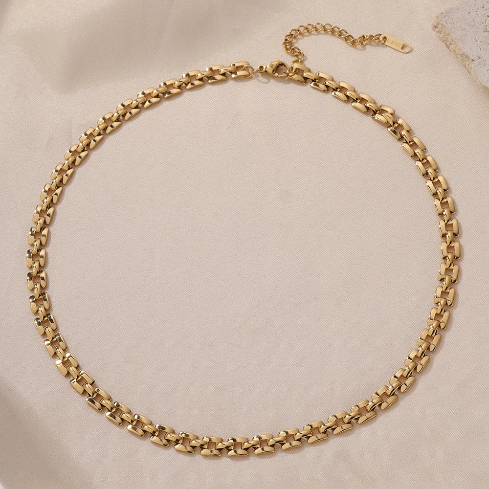 De PVD Gold Plated Stainless Steel Necklace Fashion Stainless Steel Non Tarnish Necklaces Waterproof Stainless Steel Chain