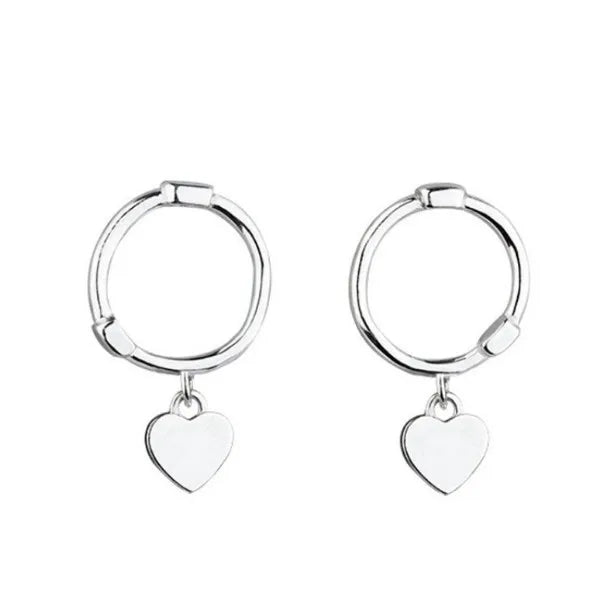 Dainty 925 Silver Earrings for Valentine's Day Cute Small Hoop Hugie Dangling Heart Jewelry for Weddings and Parties
