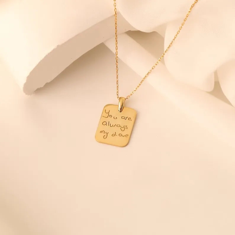 Heart Actual Handwriting Necklace Signatures Handwritten Messages Necklace Gold Stainless Steel Necklace Memorial Jewellery