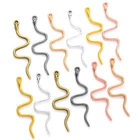 6 Color Simple Snake Charms Alloy Metal Animal Pendants for DIY Handmade Jewelry Accessories Making 19*11mm D9340