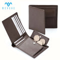 Custom Top Grain Leather Bifold Wallet for Men Premium RFID Blocking Business Cardholder with Coin Pocket Logo Genuine Leather