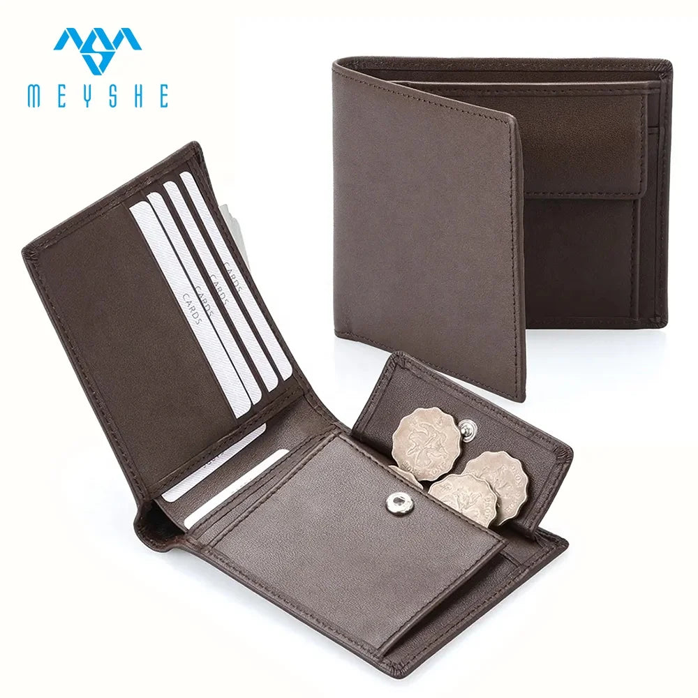 Custom Top Grain Leather Bifold Wallet for Men Premium RFID Blocking Business Cardholder with Coin Pocket Logo Genuine Leather