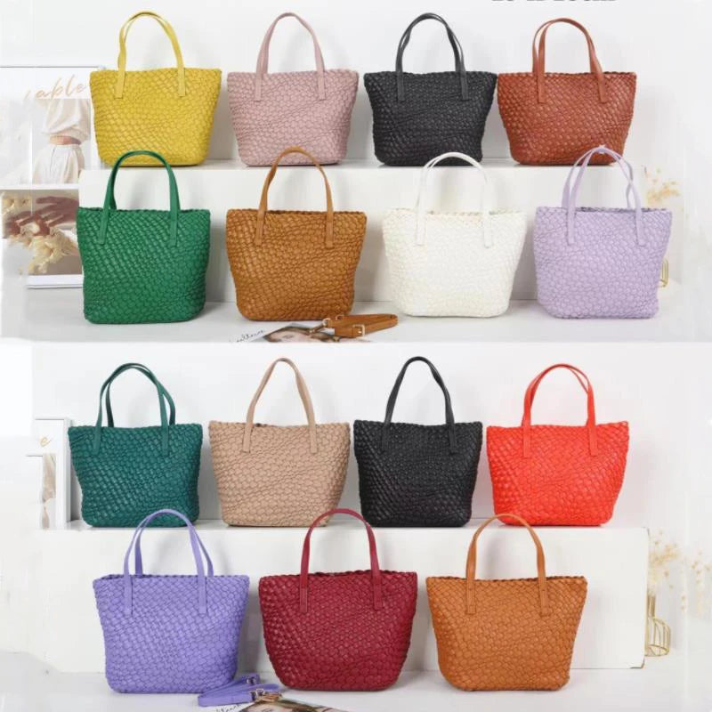 2024 Trending Women Shoulder Crossbody Bag Pu Leather Woven Tote Bag Portable  Lady Handbag Purse Bags