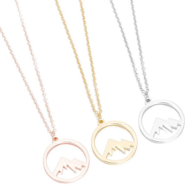 Jewelry Necklaces Women Stainless Steel Round Mountain Necklace