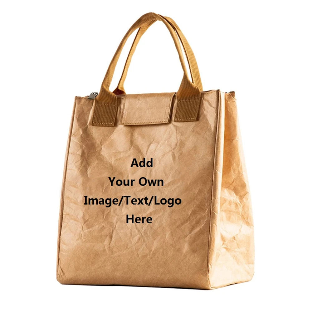 Custom Extra Large Washable Folding Insulated Reusable DuPont Kraft Paper Thermal Cooler Tote Tyvek Bags